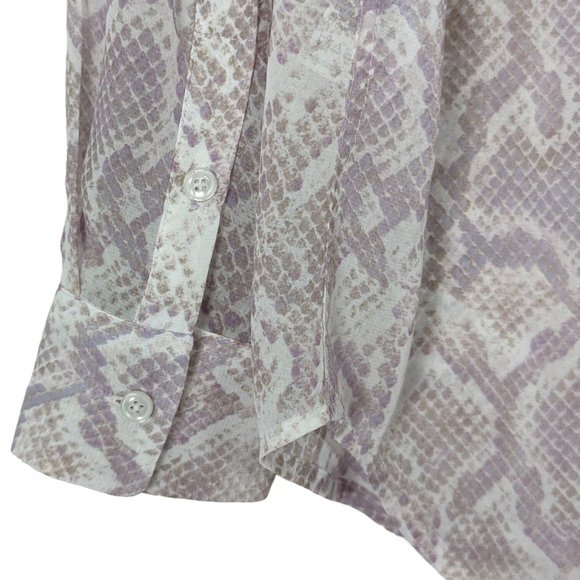 WORKING White House Black‎ Market long sleeve sheer Snake print button up Blouse - Picture 7 of 11